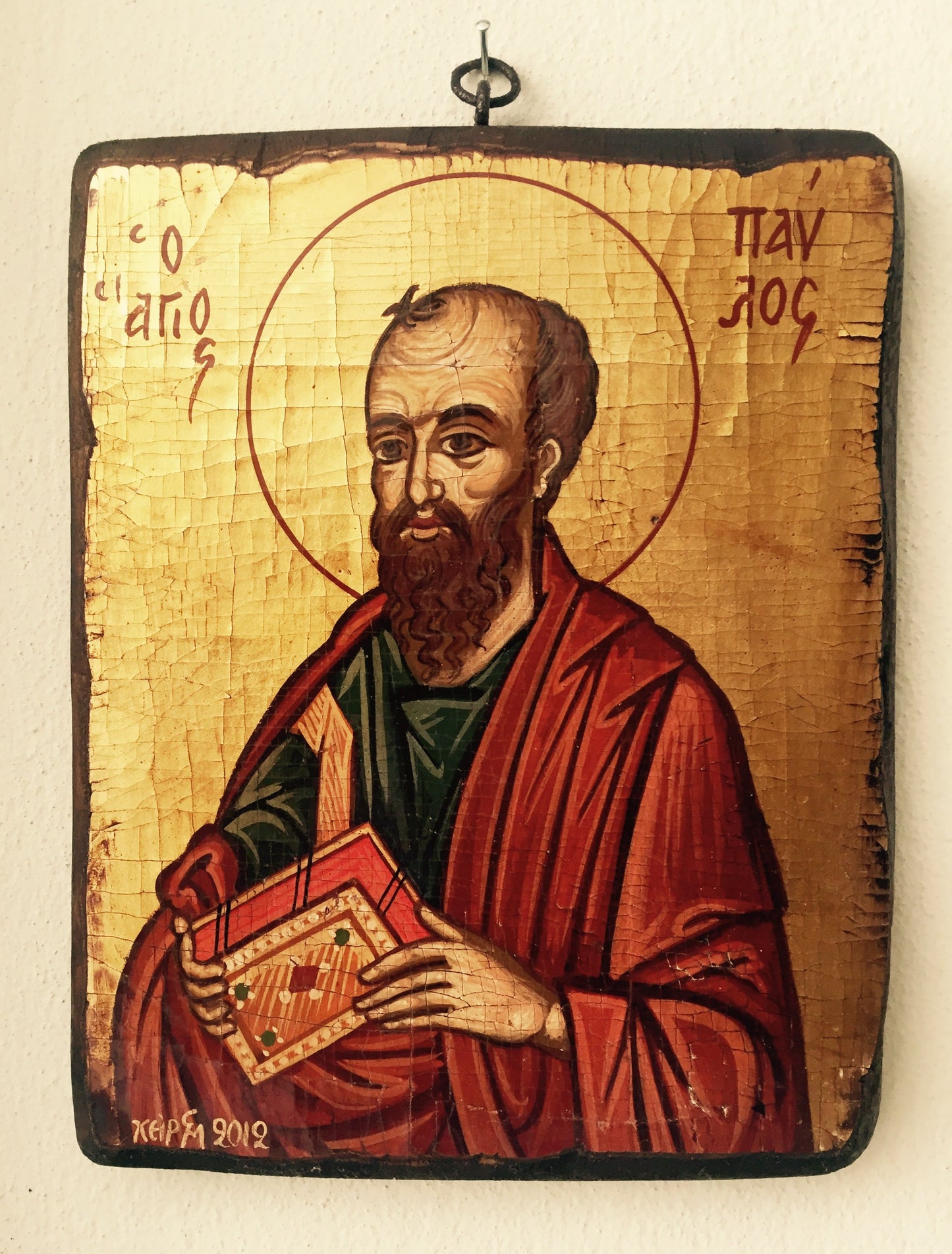 Byzantine icon of St Paul,eggtempera on canvas,religious iconography,orthodox catholic christian art,religious byzantine icon,greek icon