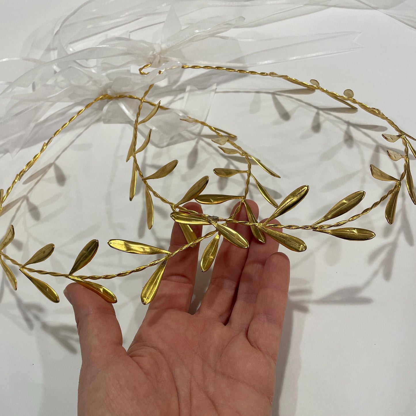 Stefana,Greek style wedding wreaths,bridal wreaths,Gold Plated wedding headbands,Set of 2,Greek Goddess wedding headband,bridal, olive leaf