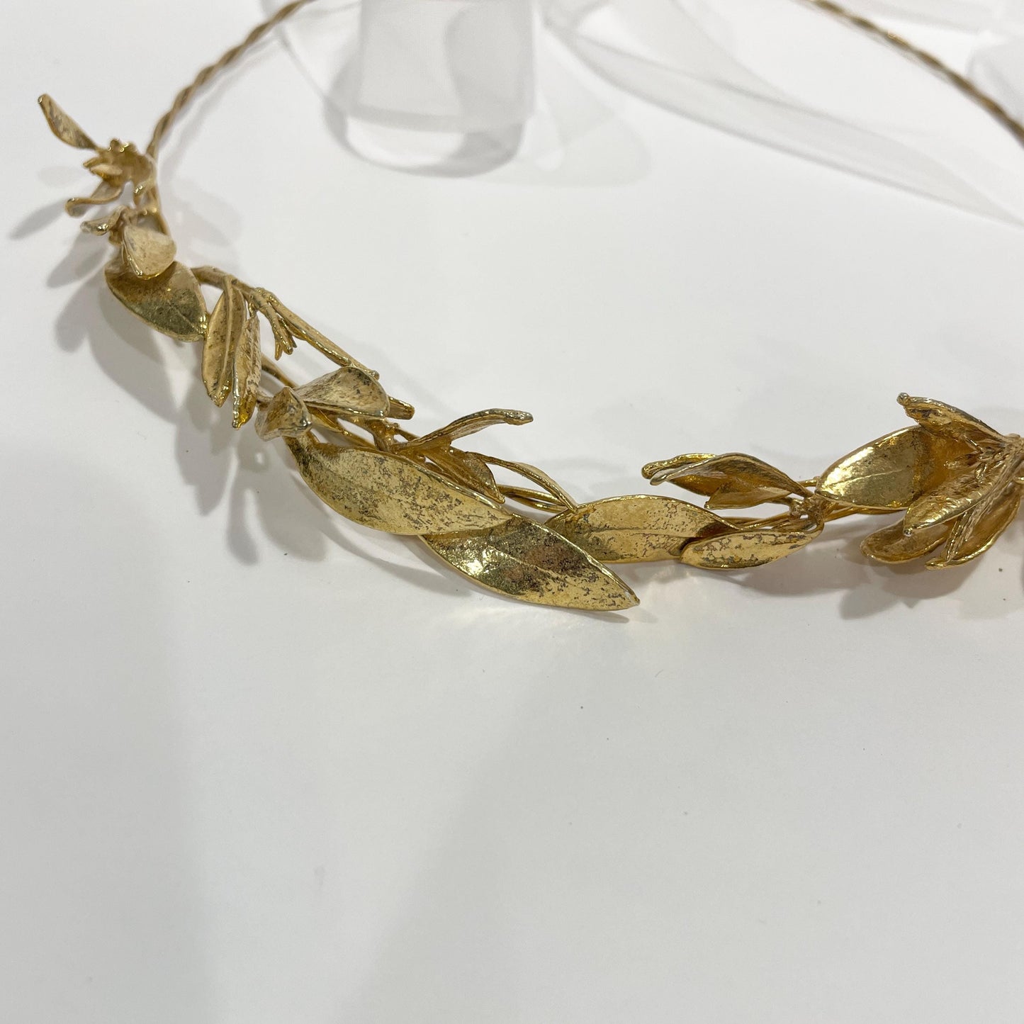 Olive twigs hairband, raw bronze, outdoor wedding, handmade to order