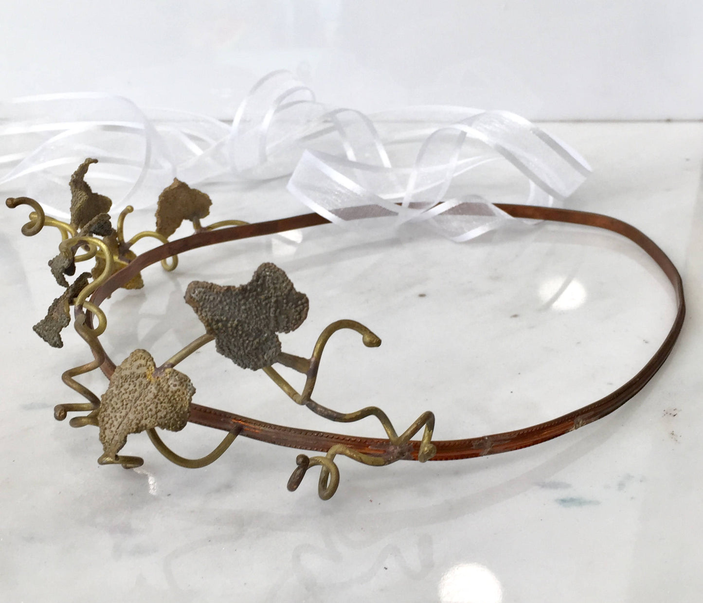 Vintage wedding ivy crown,copper and bronze,boho ivy leaf headband