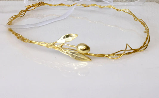 STEFANA,Olive twig wedding crowns, gold plated, Greek wedding stefana,made to order